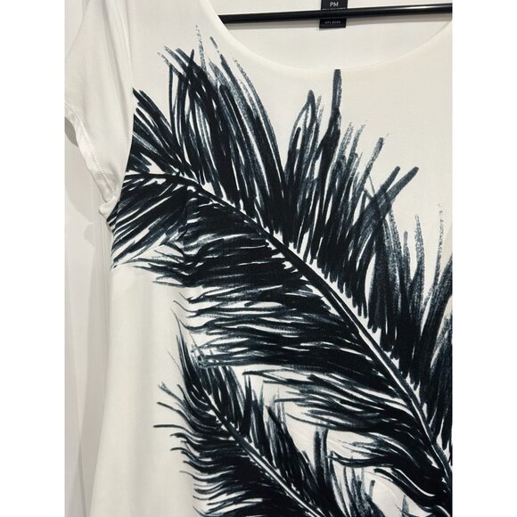 INC International Concepts Petite White Dress Black Feather Design SZ PM - Picture 4 of 8